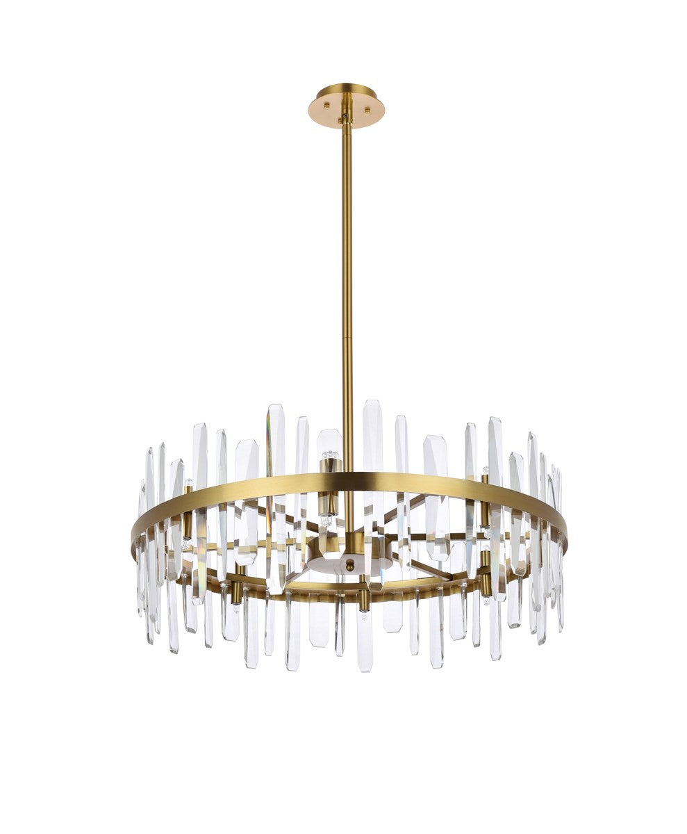 32 Inch Crystal Round Chandelier In Satin Gold