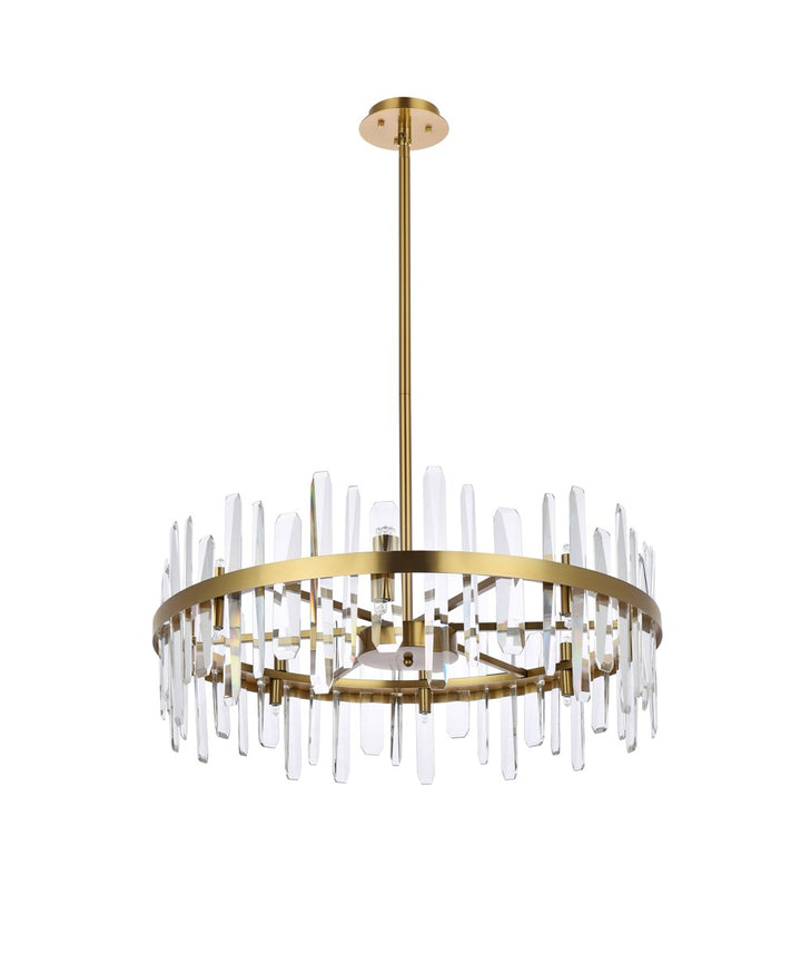32 Inch Crystal Round Chandelier In Satin Gold