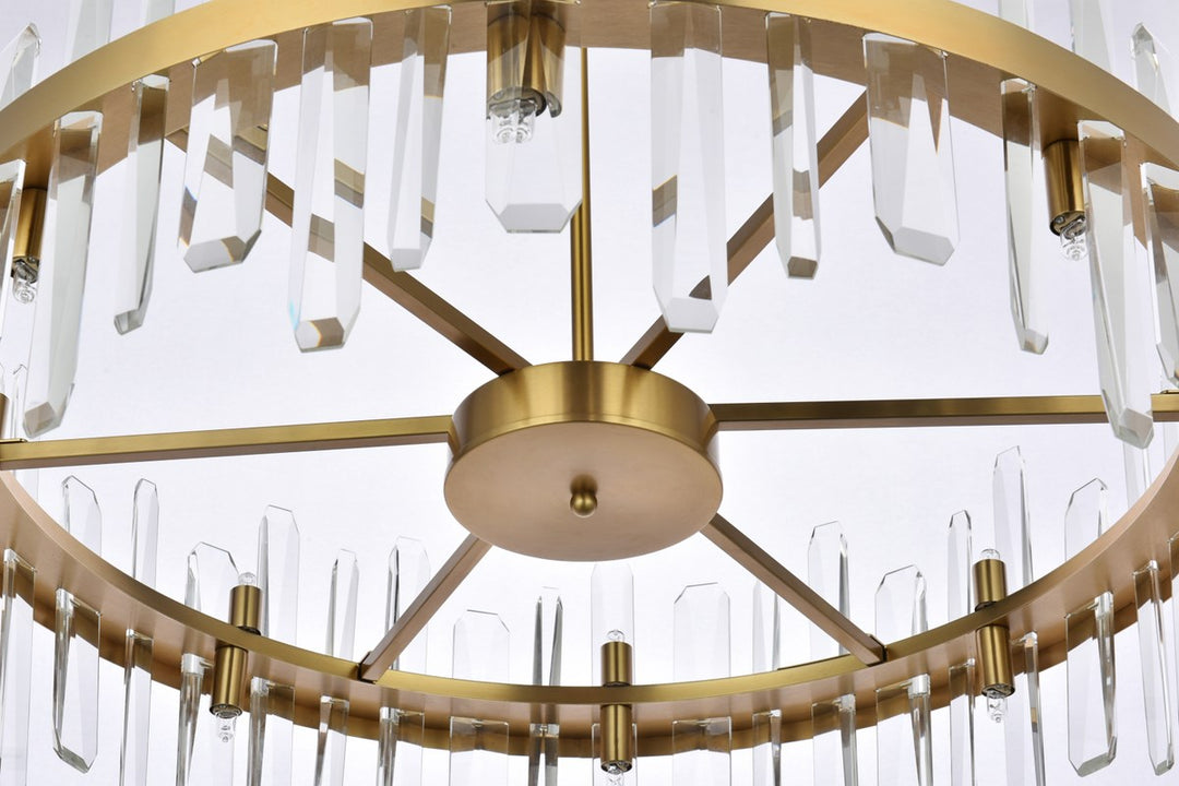 32 Inch Crystal Round Chandelier In Satin Gold