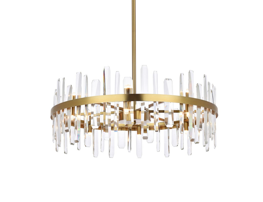32 Inch Crystal Round Chandelier In Satin Gold