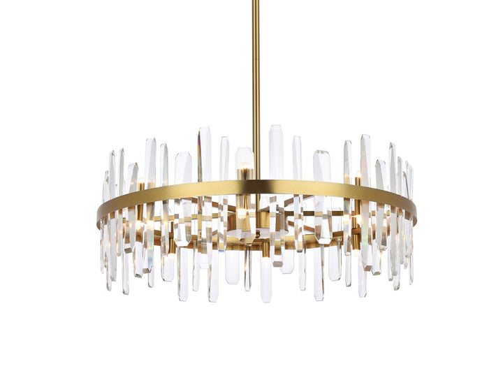 32 Inch Crystal Round Chandelier In Satin Gold