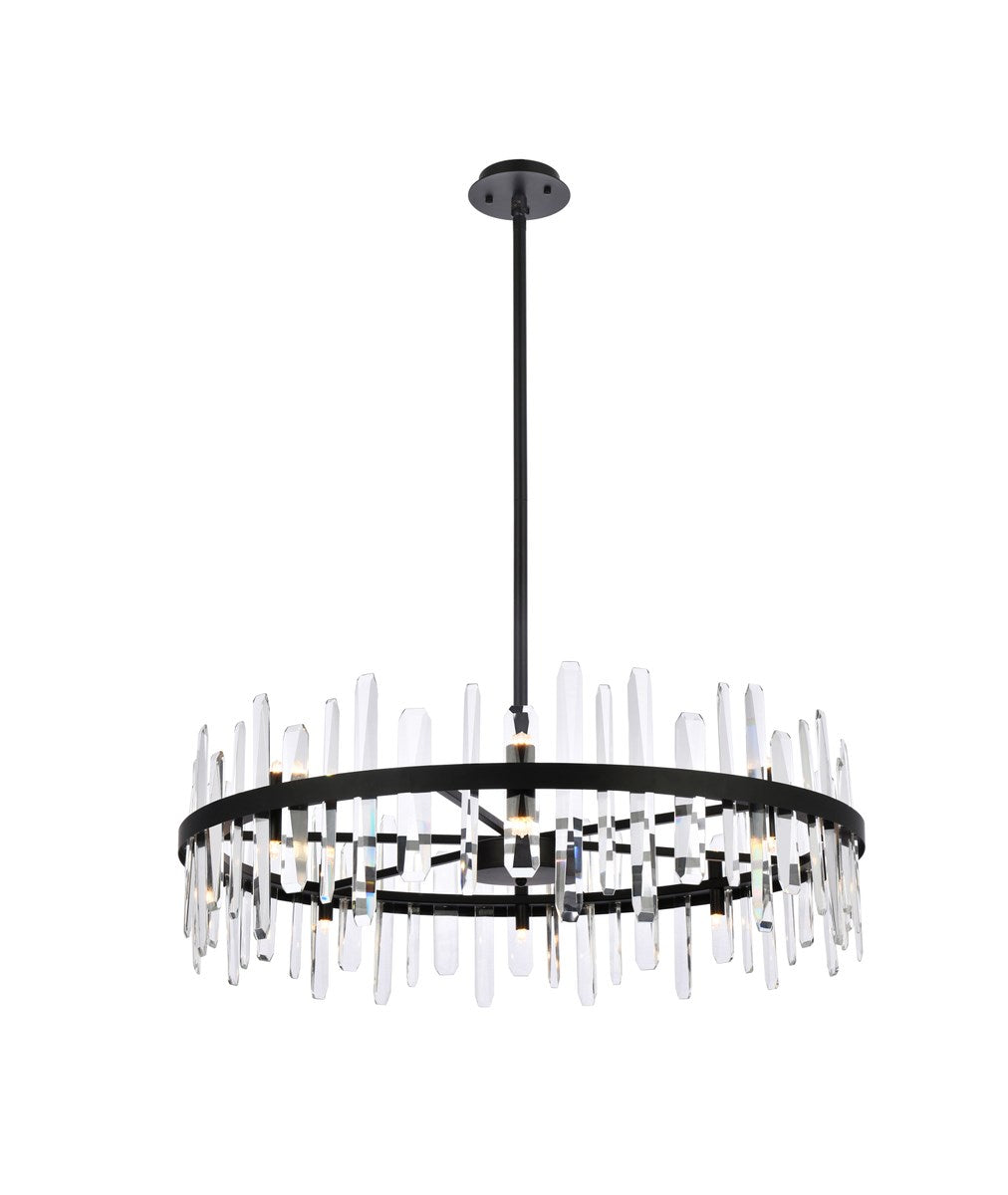 36 Inch Crystal Round Chandelier In Black by Elegant Lighting
