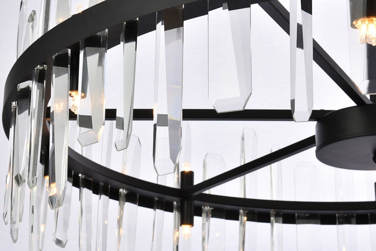 36 Inch Crystal Round Chandelier In Black