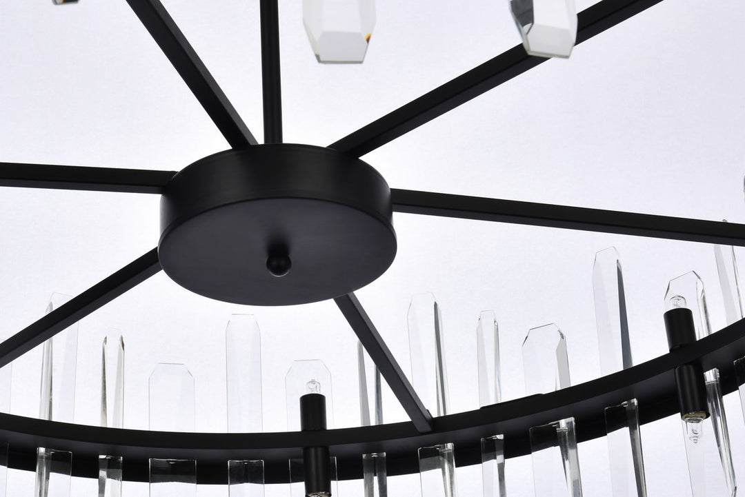 36 Inch Crystal Round Chandelier In Black