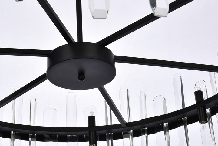 36 Inch Crystal Round Chandelier In Black