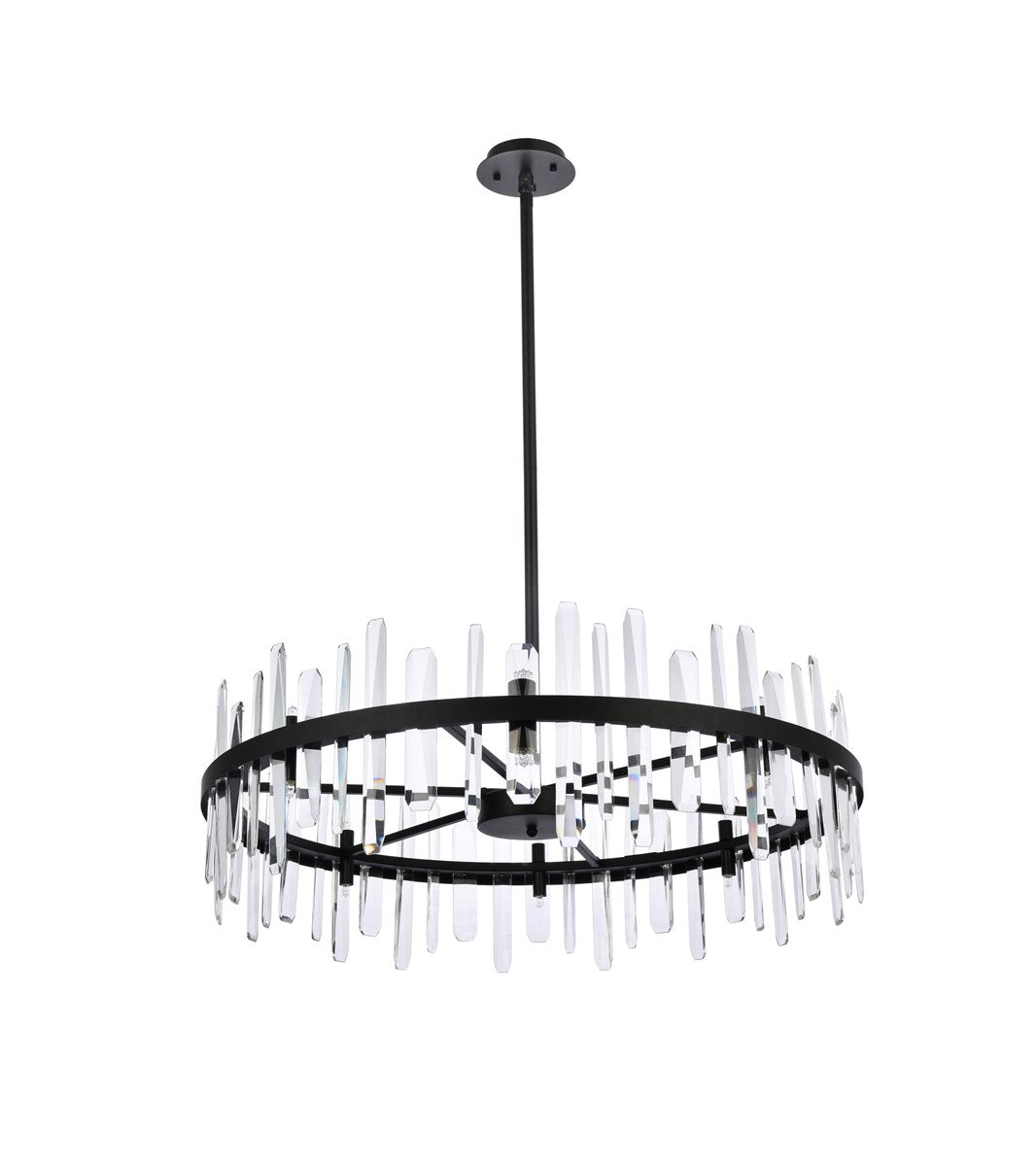 36 Inch Crystal Round Chandelier In Black