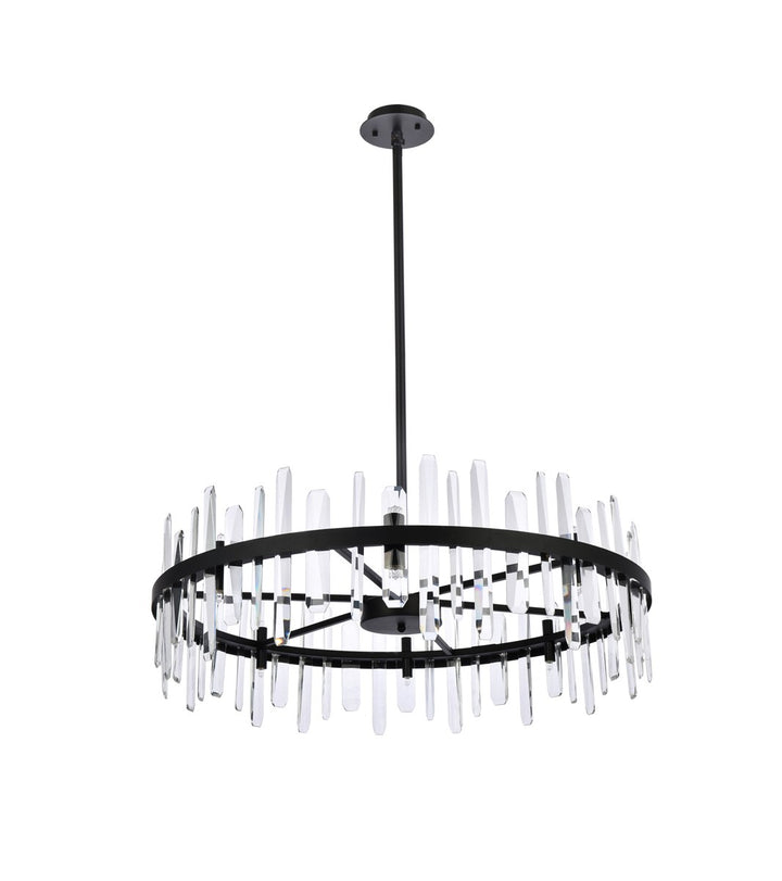 36 Inch Crystal Round Chandelier In Black