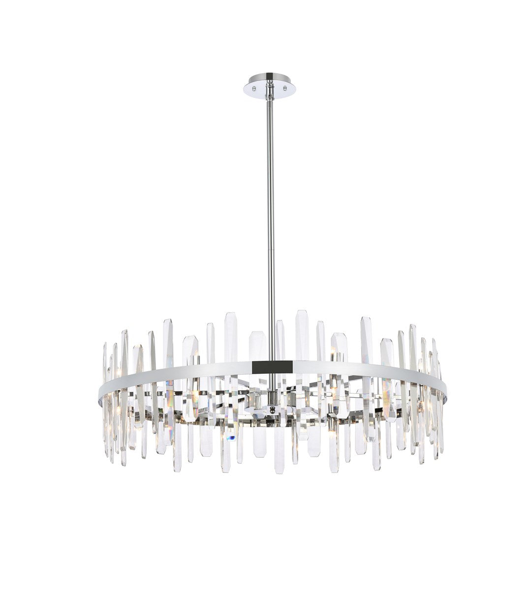 36 Inch Crystal Round Chandelier In Chrome by Elegant Lighting