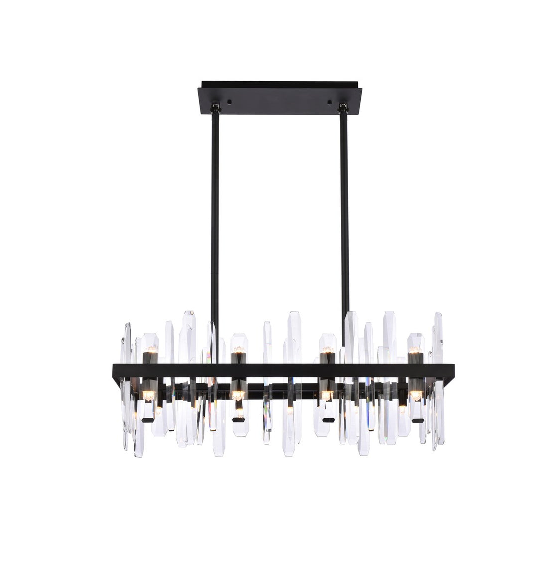 30 Inch Crystal Rectangle Chandelier In Black by Elegant Lighting