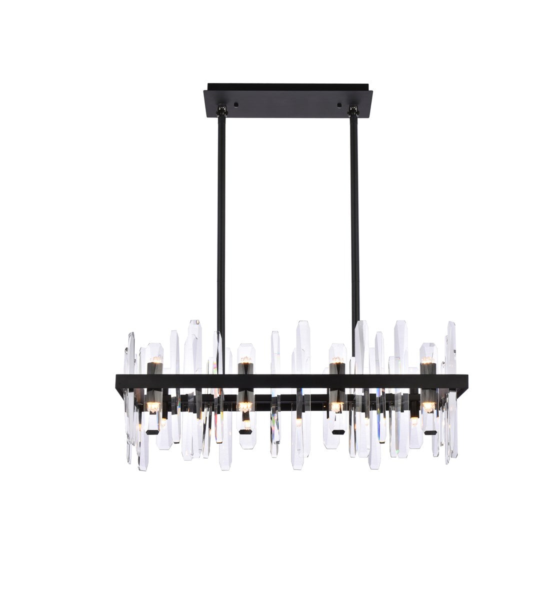 30 Inch Crystal Rectangle Chandelier In Black by Elegant Lighting