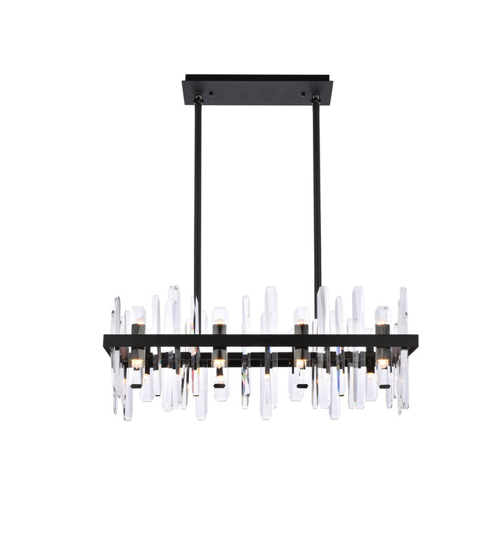 30 Inch Crystal Rectangle Chandelier In Black by Elegant Lighting