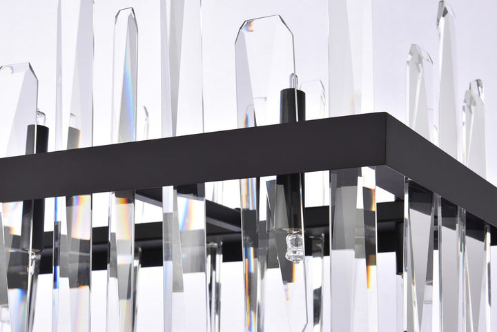 30 Inch Crystal Rectangle Chandelier In Black