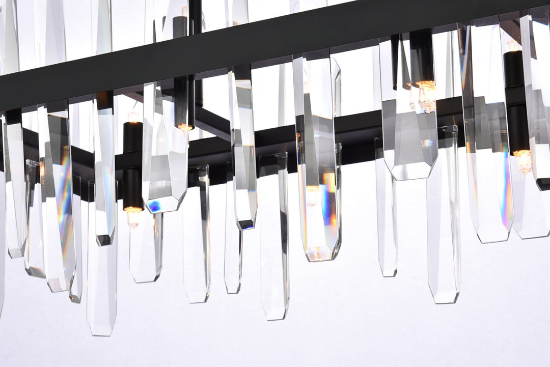 30 Inch Crystal Rectangle Chandelier In Black
