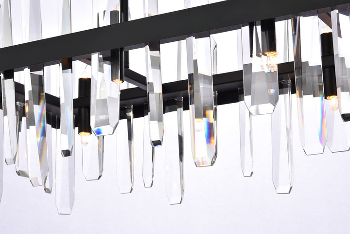 30 Inch Crystal Rectangle Chandelier In Black