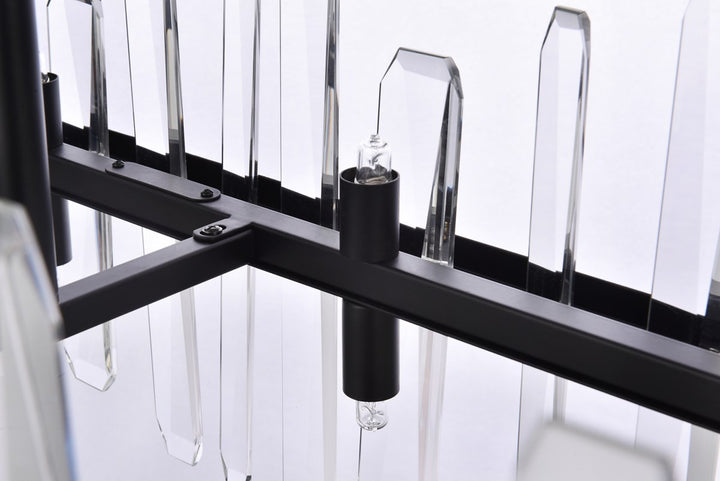 30 Inch Crystal Rectangle Chandelier In Black