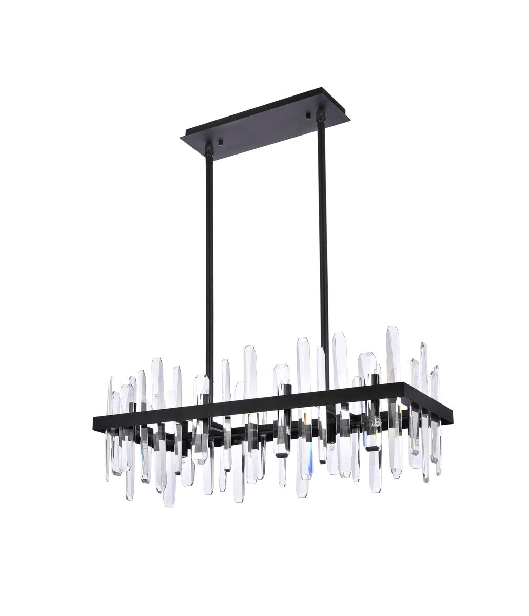 30 Inch Crystal Rectangle Chandelier In Black
