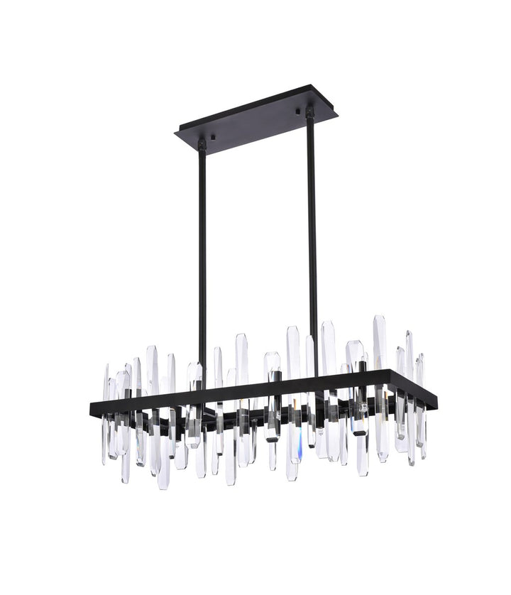 30 Inch Crystal Rectangle Chandelier In Black