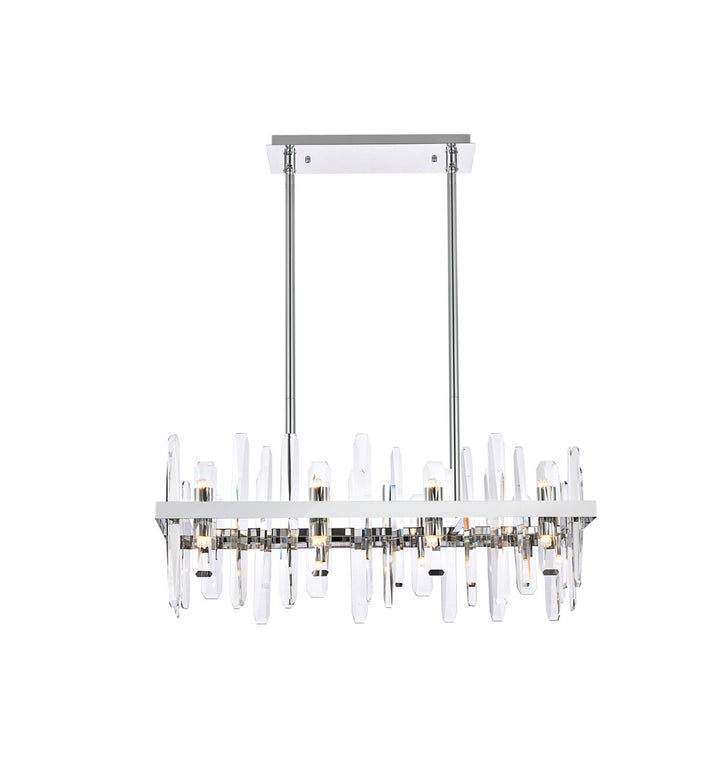 30 Inch Crystal Rectangle Chandelier In Chrome by Elegant Lighting