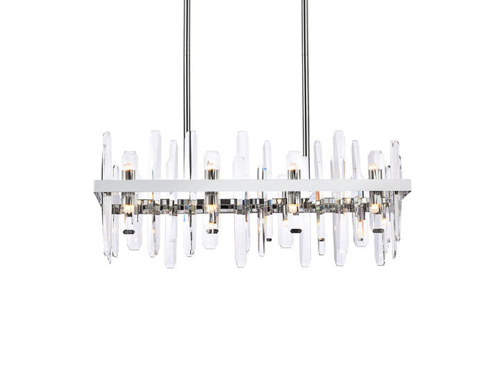 30 Inch Crystal Rectangle Chandelier In Chrome