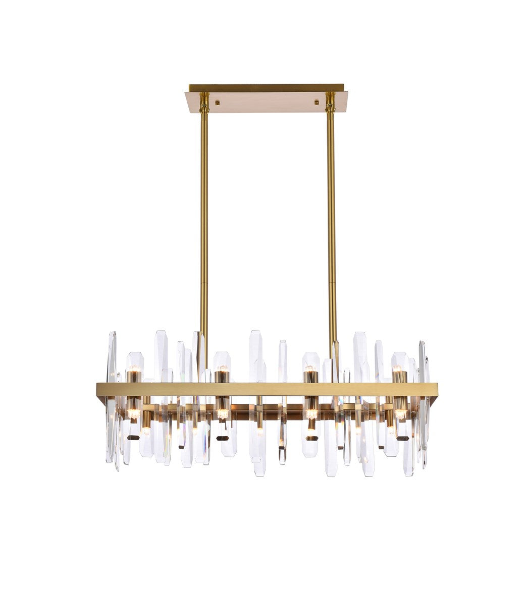 30 Inch Crystal Rectangle Chandelier In Satin Gold by Elegant Lighting
