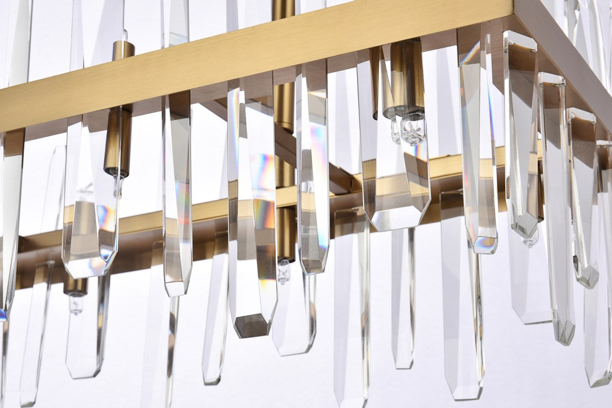30 Inch Crystal Rectangle Chandelier In Satin Gold