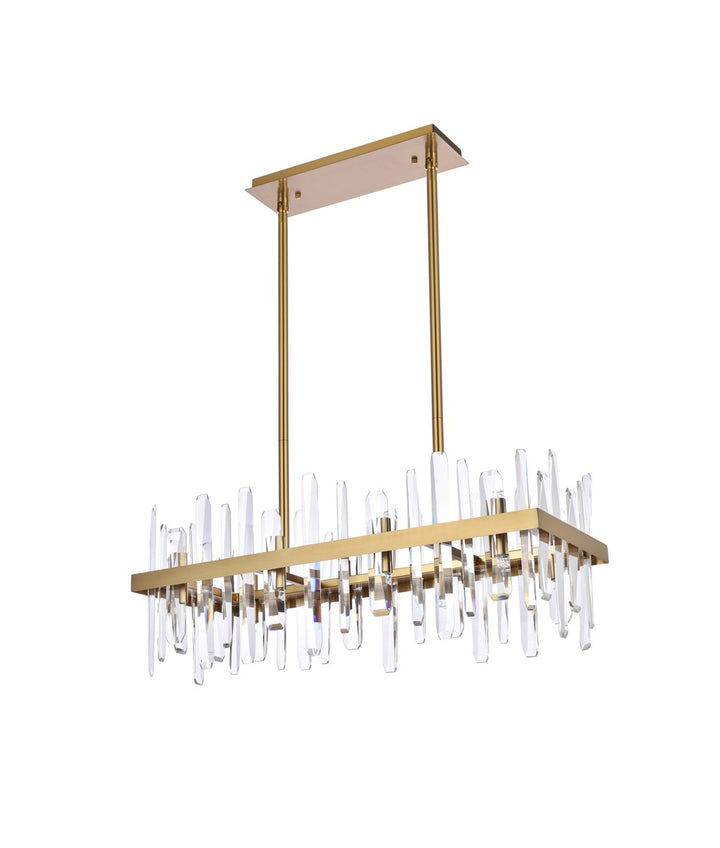 30 Inch Crystal Rectangle Chandelier In Satin Gold