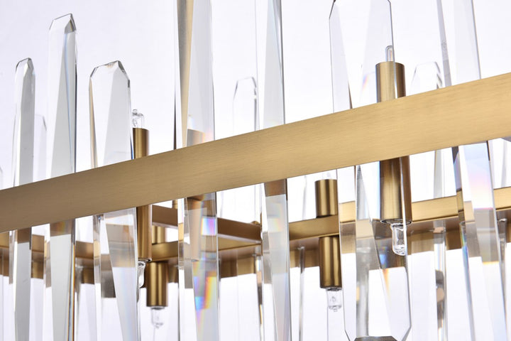 30 Inch Crystal Rectangle Chandelier In Satin Gold