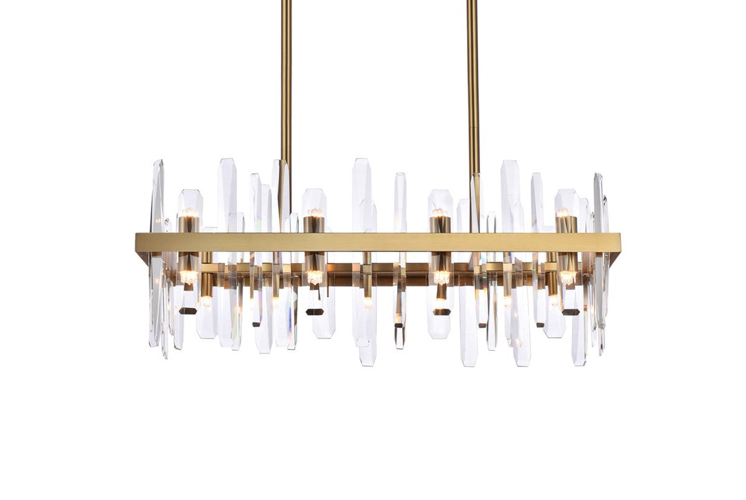30 Inch Crystal Rectangle Chandelier In Satin Gold