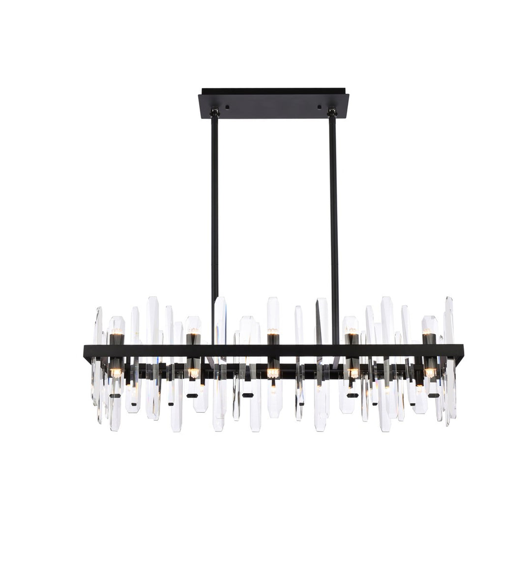 36 Inch Crystal Rectangle Chandelier In Black by Elegant Lighting