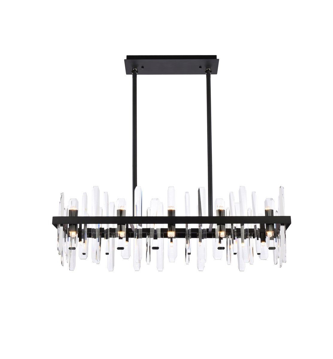 36 Inch Crystal Rectangle Chandelier In Black by Elegant Lighting