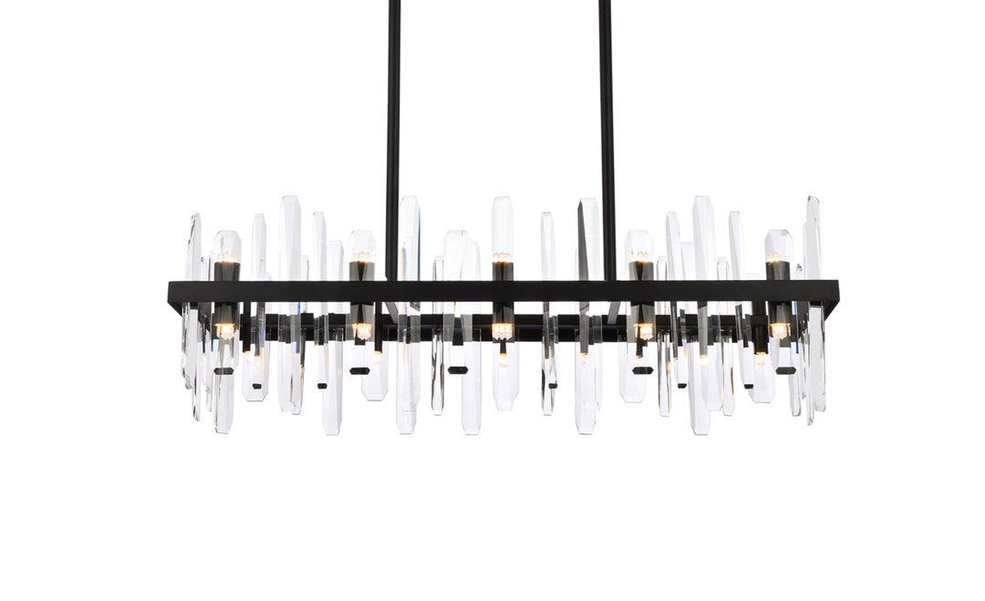 36 Inch Crystal Rectangle Chandelier In Black