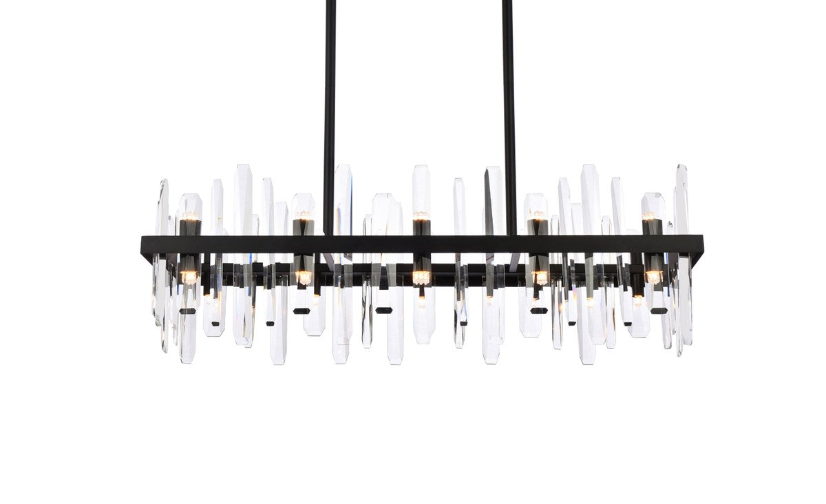 36 Inch Crystal Rectangle Chandelier In Black