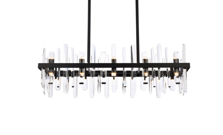 36 Inch Crystal Rectangle Chandelier In Black