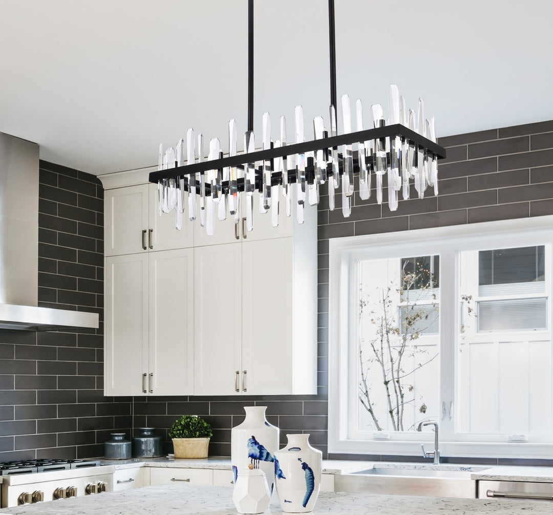36 Inch Crystal Rectangle Chandelier In Black