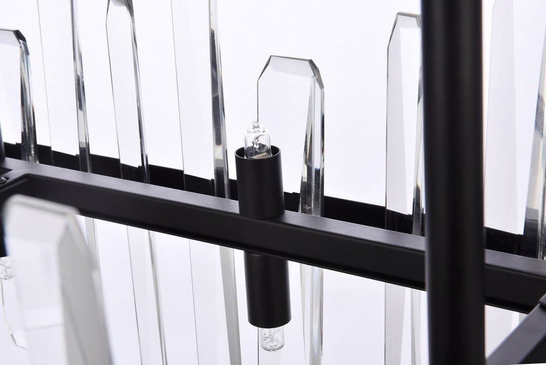 36 Inch Crystal Rectangle Chandelier In Black