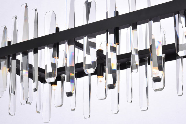 36 Inch Crystal Rectangle Chandelier In Black