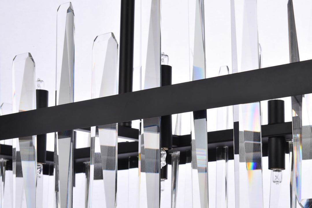 36 Inch Crystal Rectangle Chandelier In Black