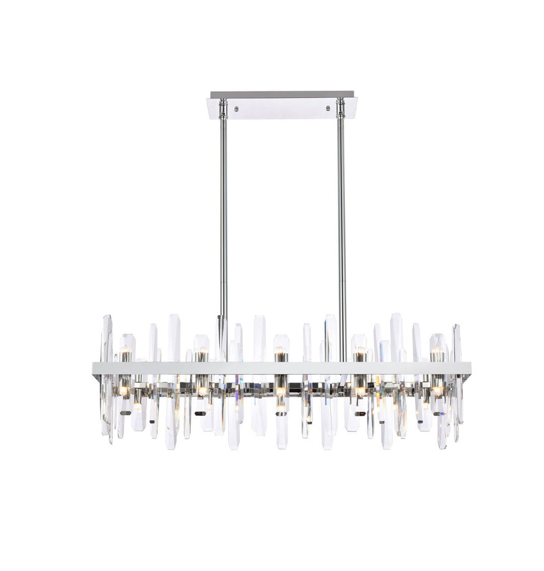 36 Inch Crystal Rectangle Chandelier In Chrome by Elegant Lighting