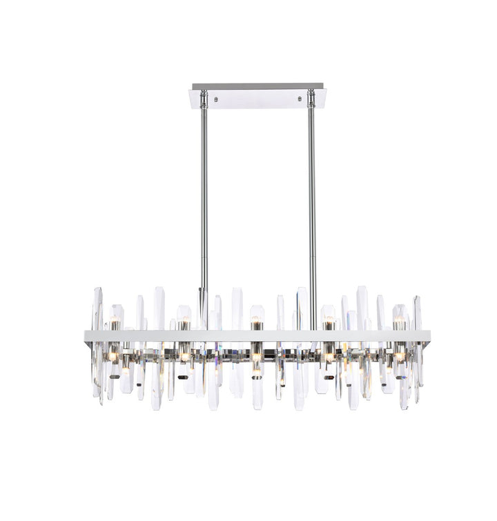36 Inch Crystal Rectangle Chandelier In Chrome by Elegant Lighting