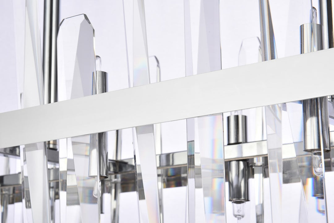 36 Inch Crystal Rectangle Chandelier In Chrome