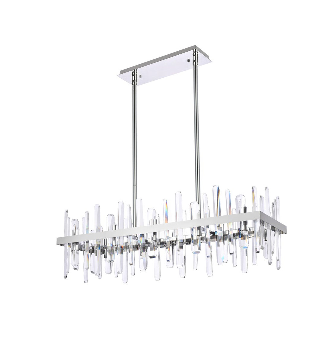 36 Inch Crystal Rectangle Chandelier In Chrome