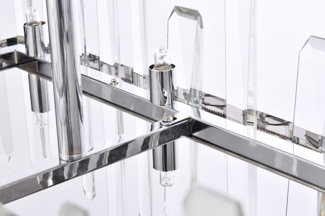 36 Inch Crystal Rectangle Chandelier In Chrome