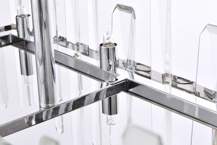 36 Inch Crystal Rectangle Chandelier In Chrome