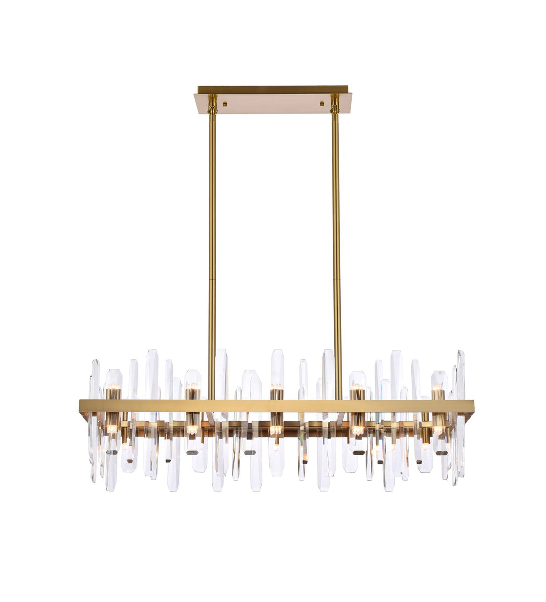 36 Inch Crystal Rectangle Chandelier In Satin Gold by Elegant Lighting