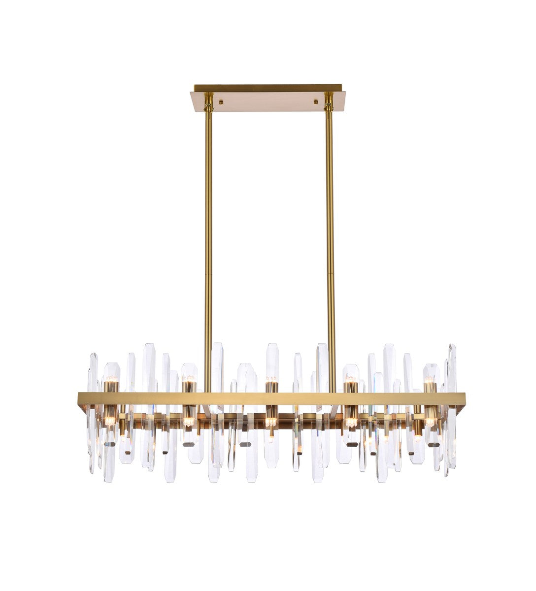 36 Inch Crystal Rectangle Chandelier In Satin Gold by Elegant Lighting