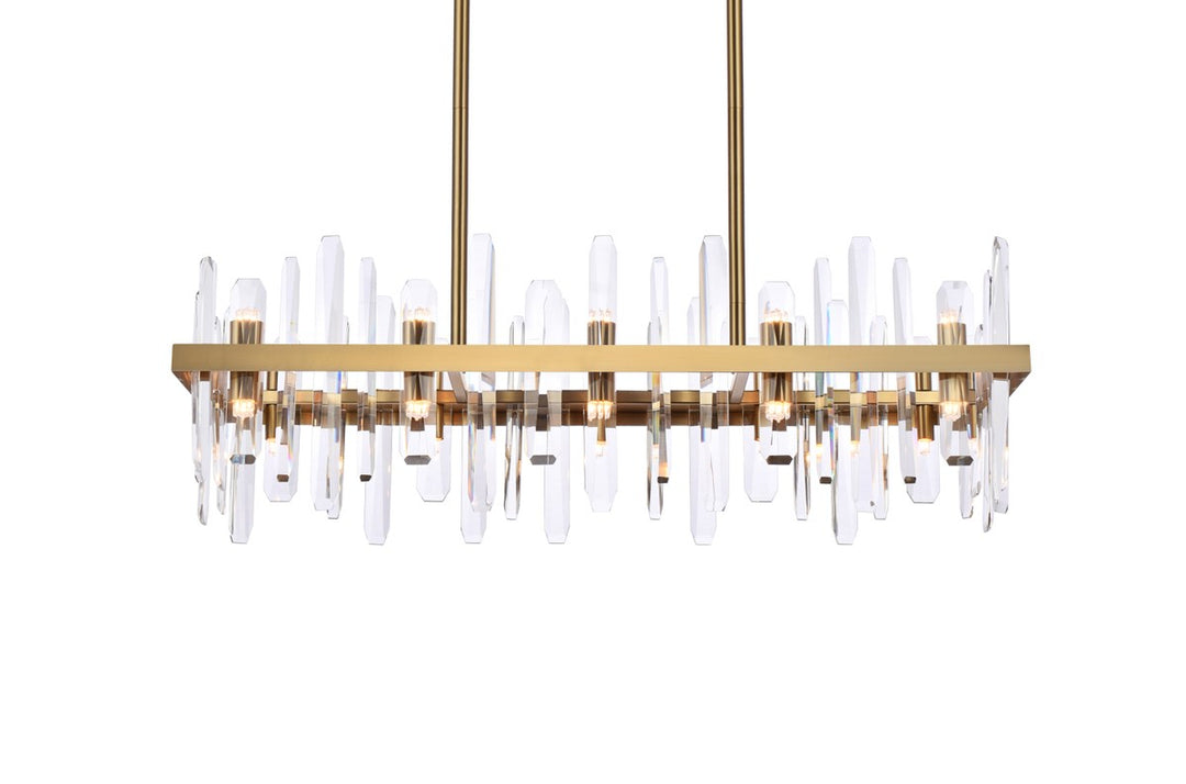 36 Inch Crystal Rectangle Chandelier In Satin Gold