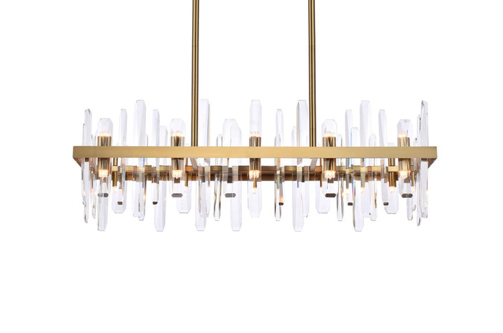 36 Inch Crystal Rectangle Chandelier In Satin Gold
