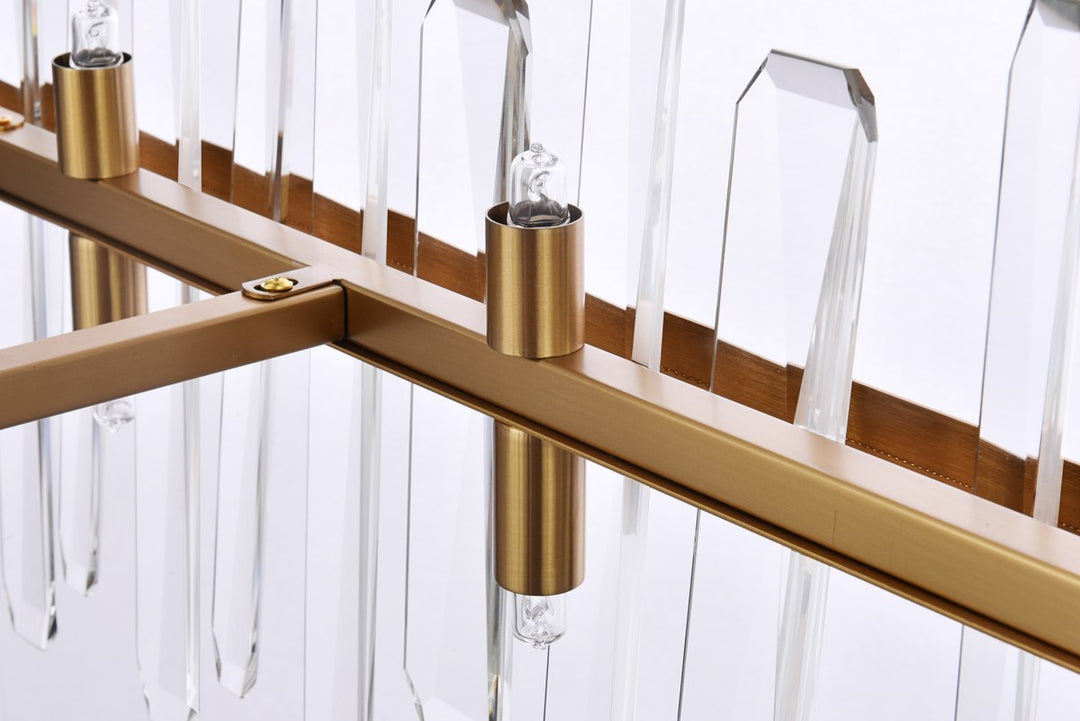 36 Inch Crystal Rectangle Chandelier In Satin Gold