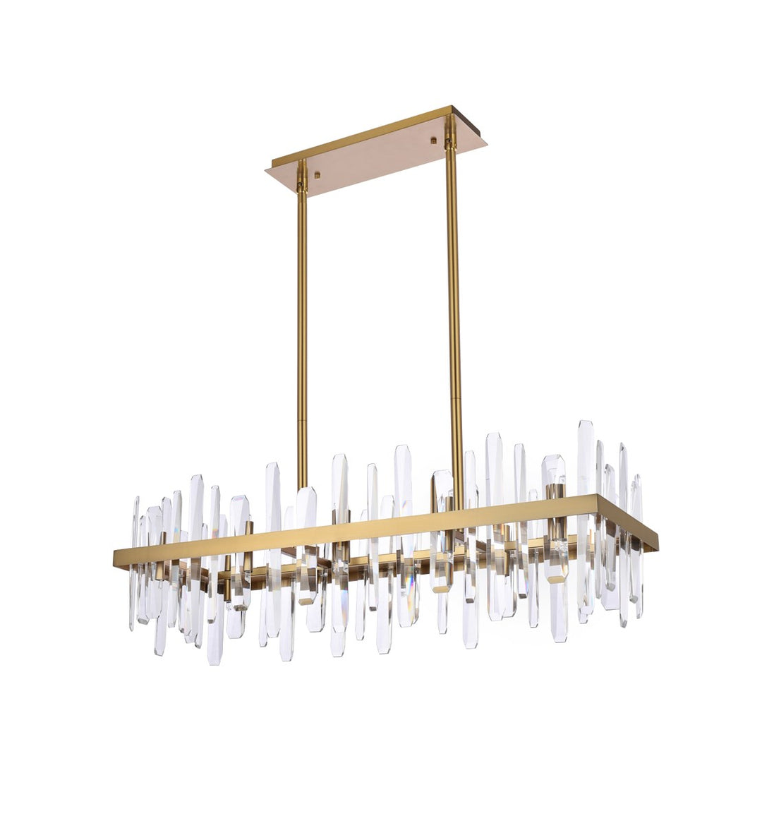 36 Inch Crystal Rectangle Chandelier In Satin Gold