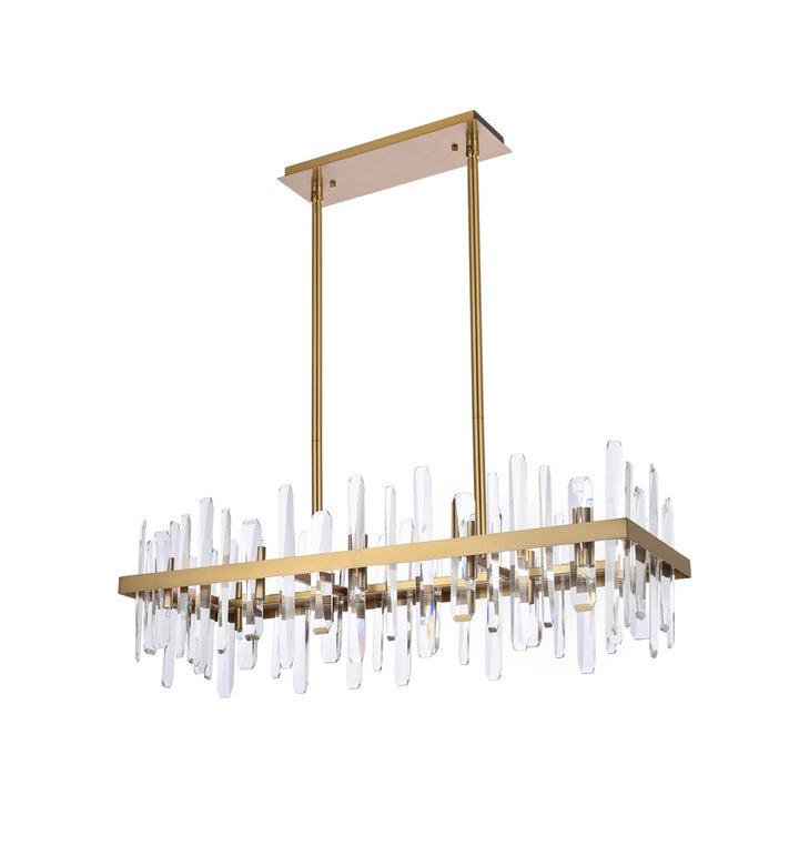 36 Inch Crystal Rectangle Chandelier In Satin Gold